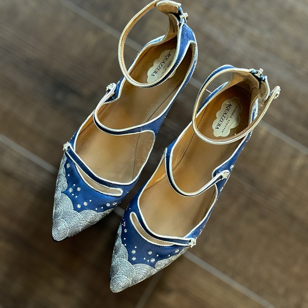 ‼️❤️SOLD❤️‼️AQUAZZURA Claudia Schiffer Cloudy Star Ballet Flats • Size 8.5 US - Picture 10 of 12